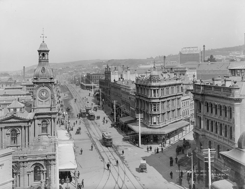 Princes Street from Bank of New Zealand (circa 1905) by Muir and Moodie.