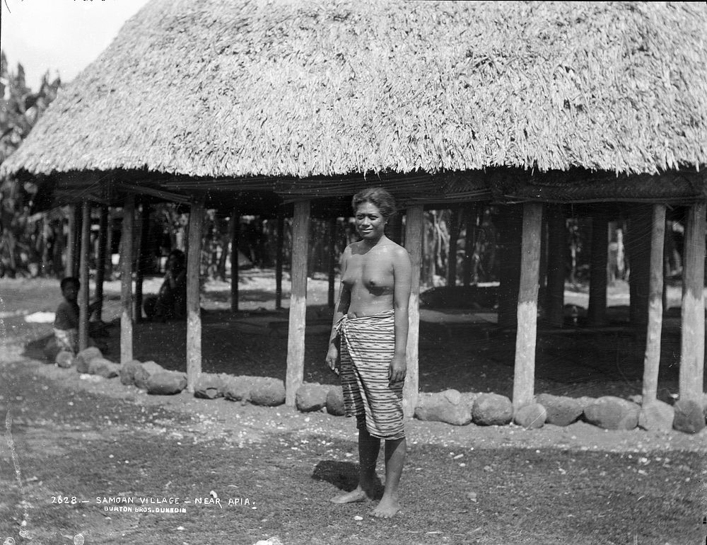 Samoan Village, near Apia (19 July 1884) by Burton Brothers and Alfred Burton.