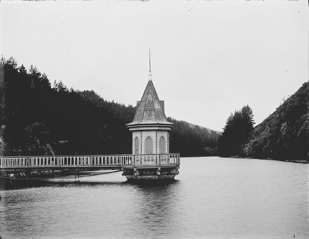 Water recording tower, Karori Reservoir (circa 1907) by Fred Brockett.