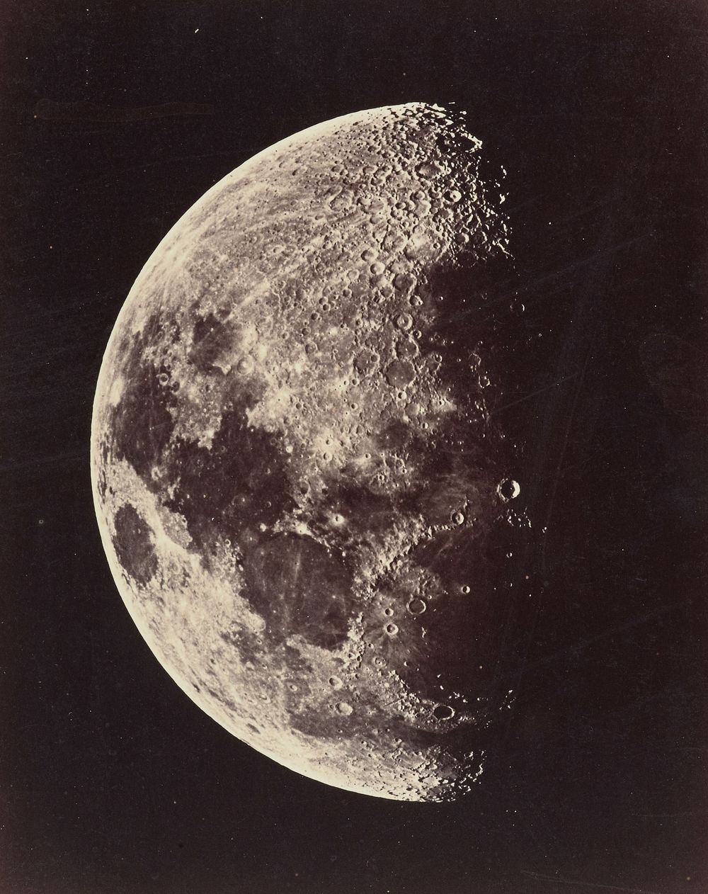 Photograph of moon, Great Melbourne Telescope, 1 September 1873, moon's age 9.0 days (1873) by Melbourne Observatory.