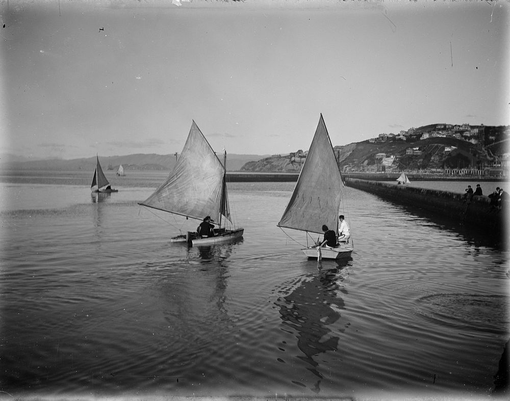 Sailing boats on the harbour by Fred Brockett.