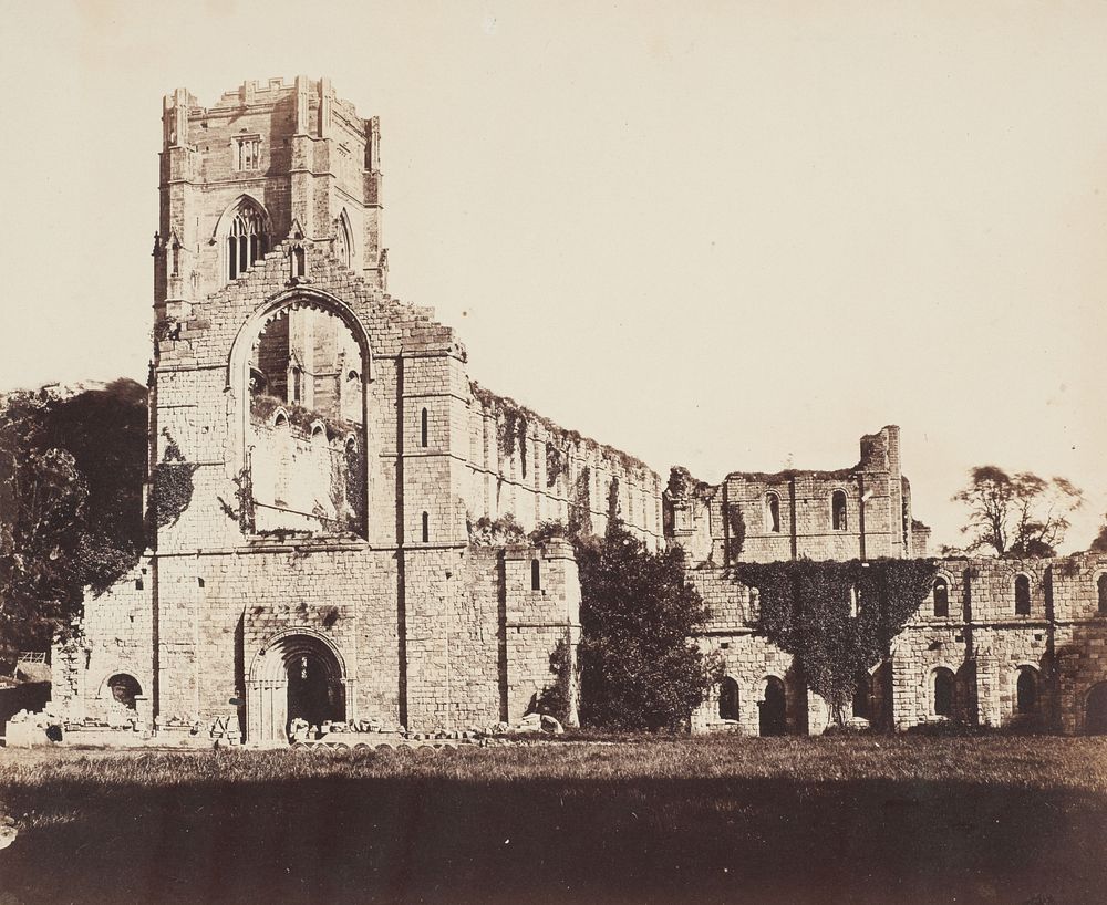 Fountains Abbey, General Western Front. From the album: A photographic tour among the Abbeys of Yorkshire; 1856; Bell and…