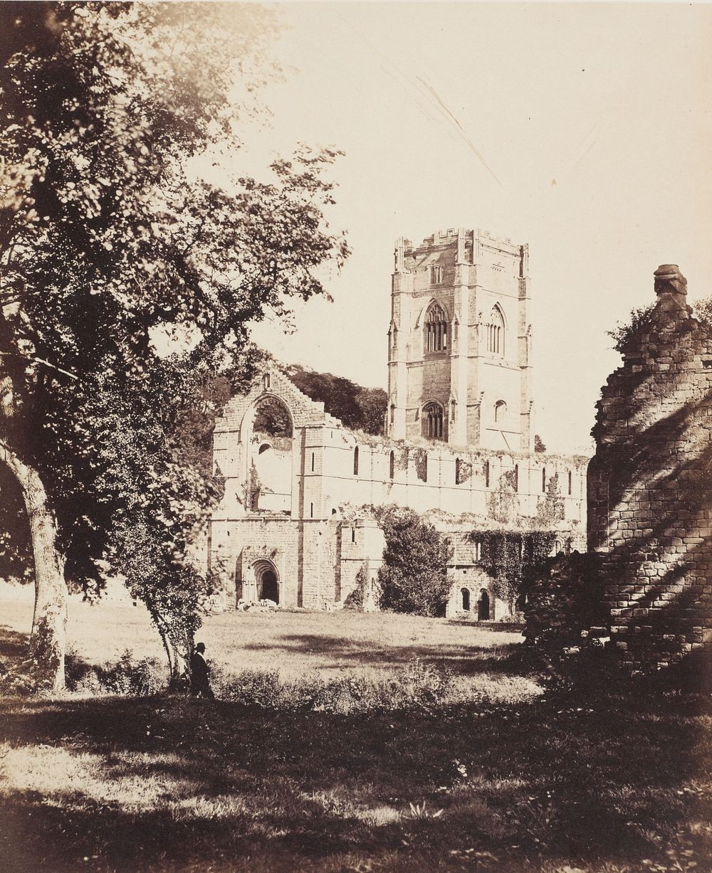 Fountains Abbey, The Church, Cloister and Hospitium. From the album: A photographic tour among the Abbeys of Yorkshire;…
