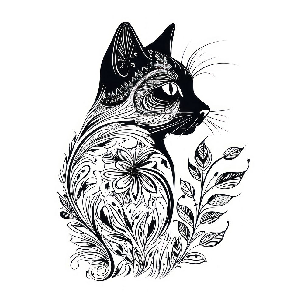 Cat pattern drawing animal. AI generated Image by rawpixel.