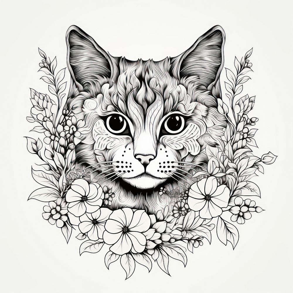 Cat drawing sketch doodle. AI generated Image by rawpixel.