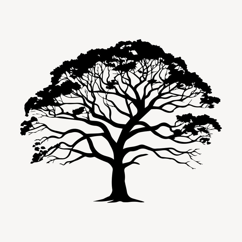 Wide tree silhouette plant white | Free Photo Illustration - rawpixel