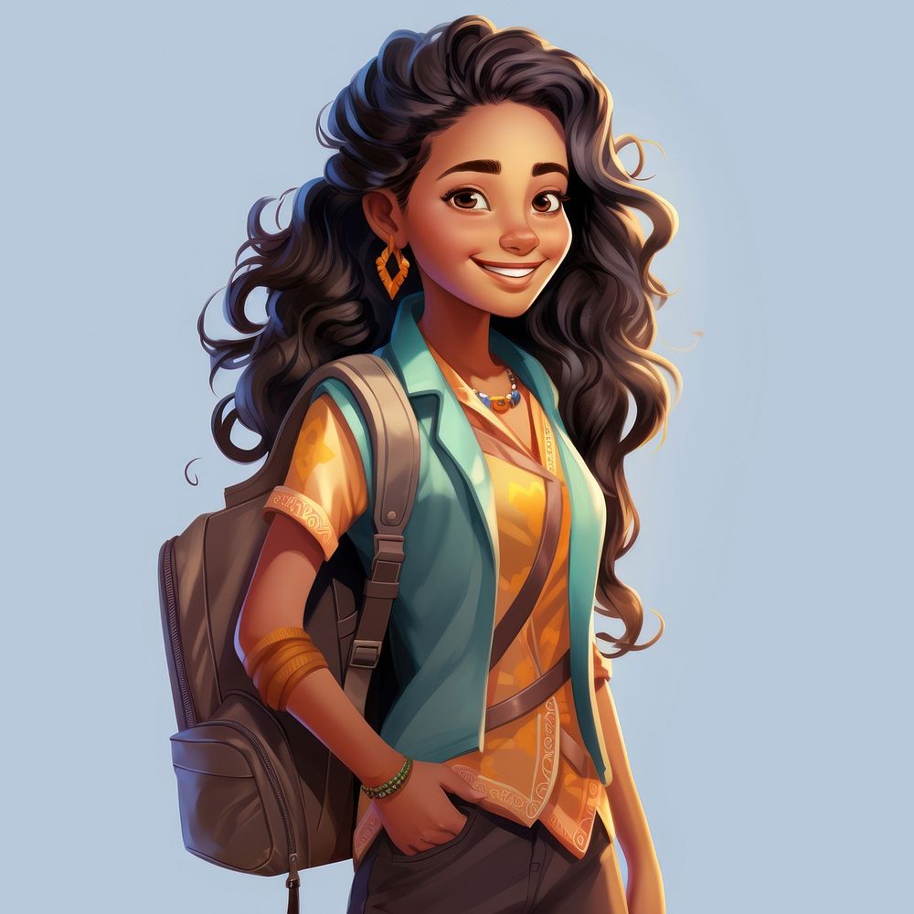 Young indian standing backpack smiling. AI generated Image by rawpixel.