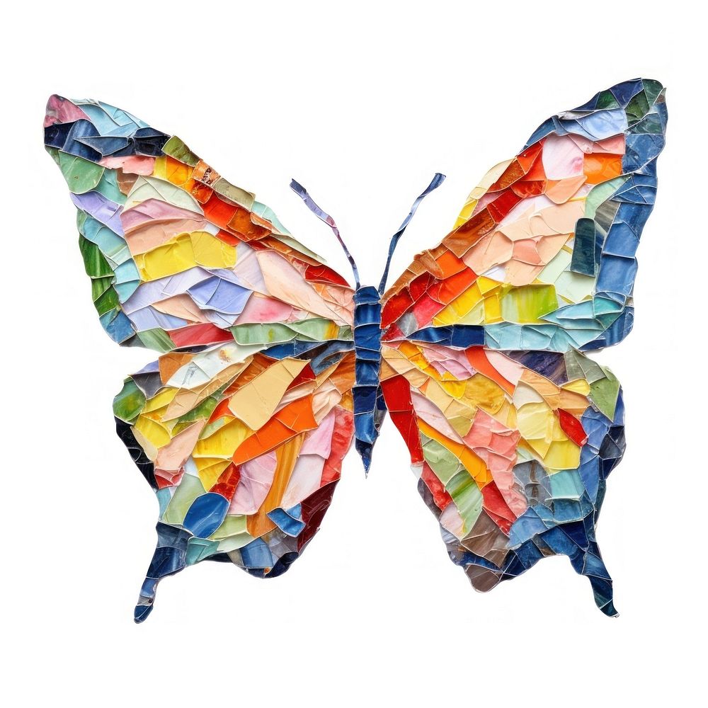 Butterfly collage art white background. AI generated Image by rawpixel.