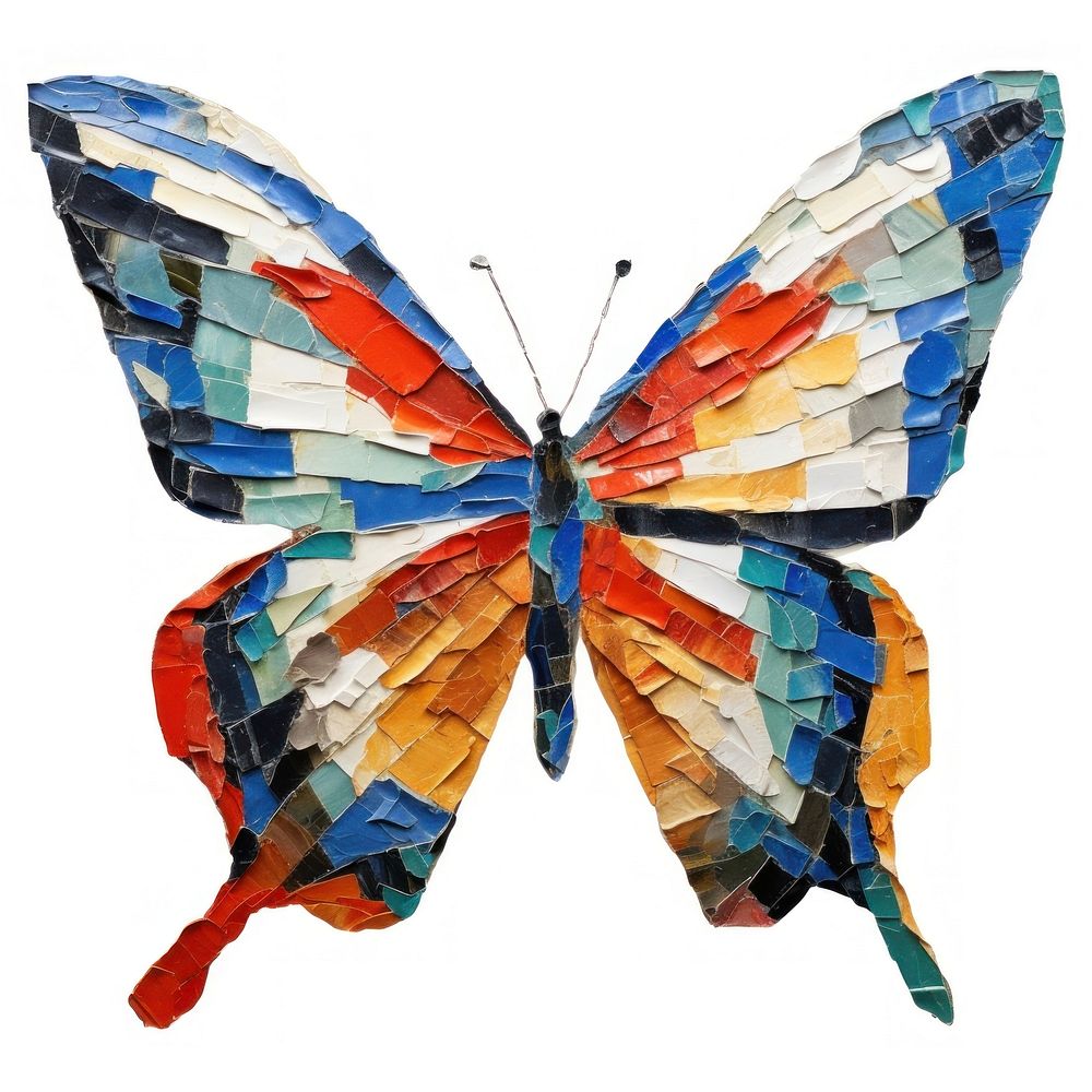 Butterfly collage art white background. AI generated Image by rawpixel.