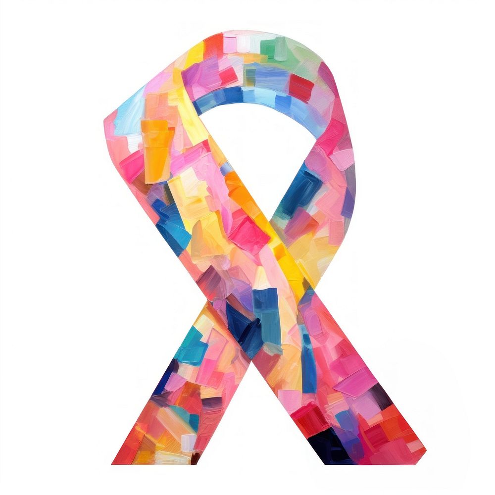 Cancer ribbon collage symbol shape. AI generated Image by rawpixel.