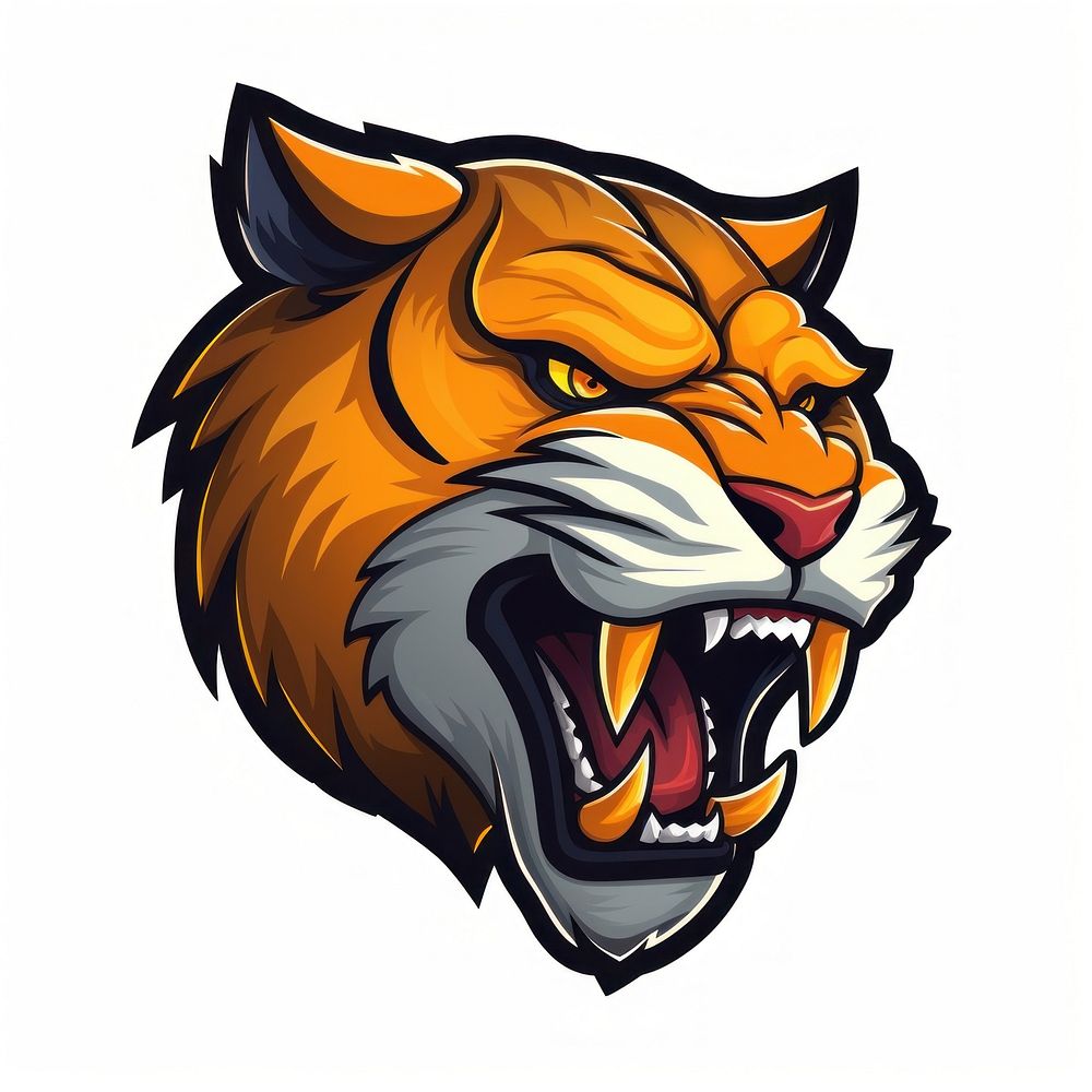 Tiger roar mammal logo aggression. AI generated Image by rawpixel.