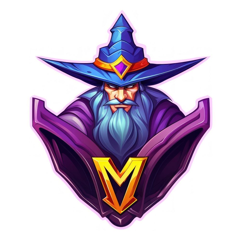 Wizard purple logo white background. AI generated Image by rawpixel.