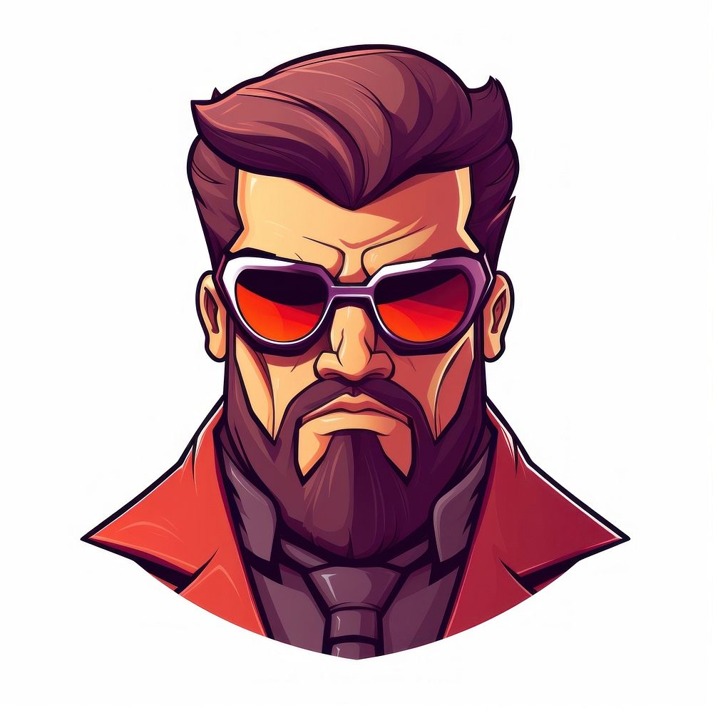 Bad guy sunglasses portrait drawing. AI generated Image by rawpixel.