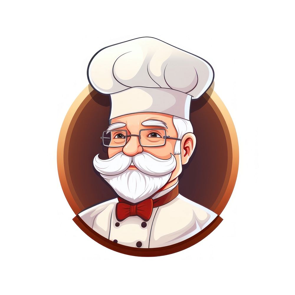 Grand father chef portrait glasses logo. 