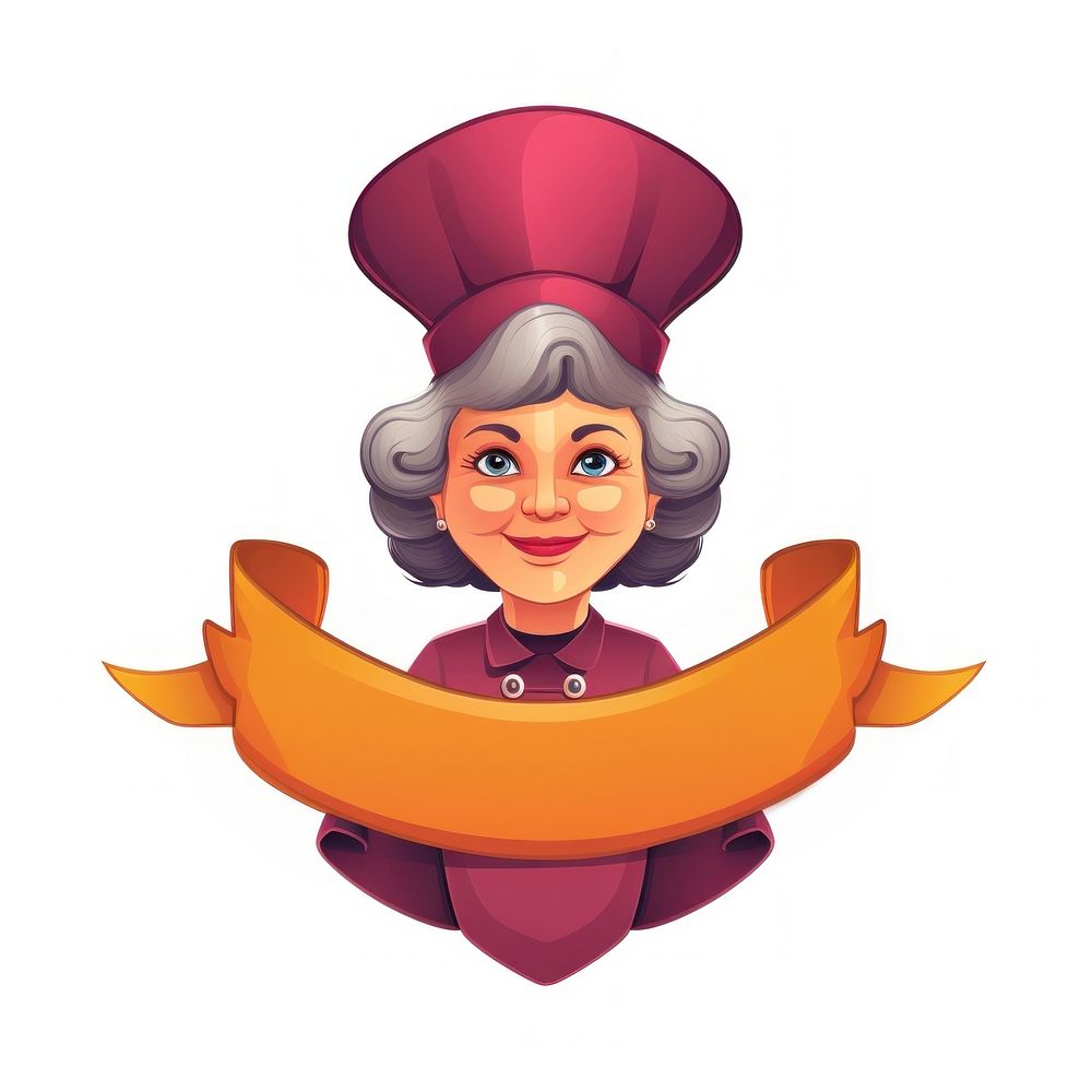 Grand mother chef portrait cartoon white background. AI generated Image by rawpixel.