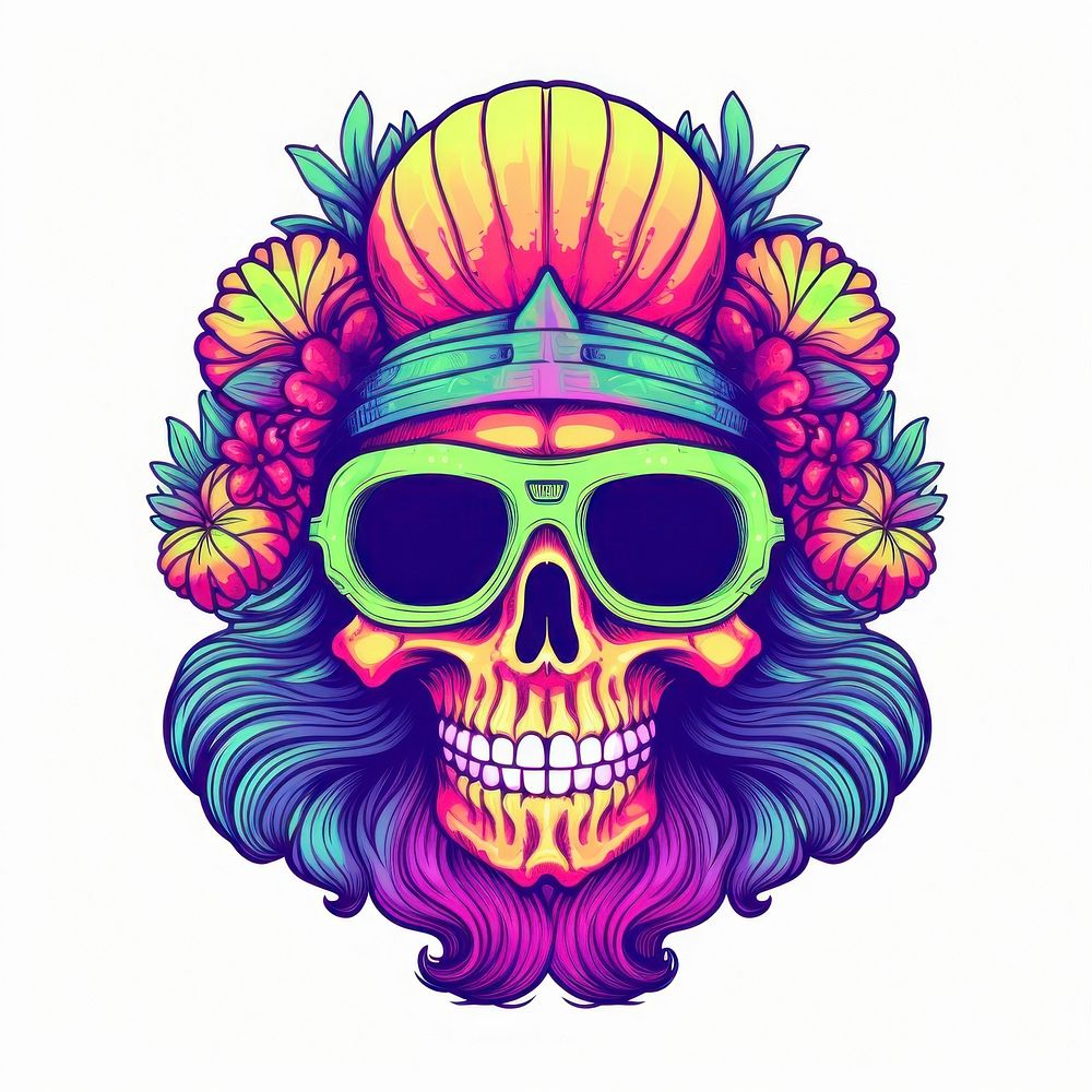 Hippy skull drawing purple sketch. AI generated Image by rawpixel.