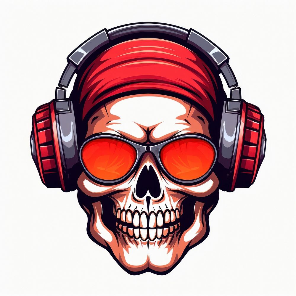 Rocker skull white background electronics accessories. AI generated Image by rawpixel.