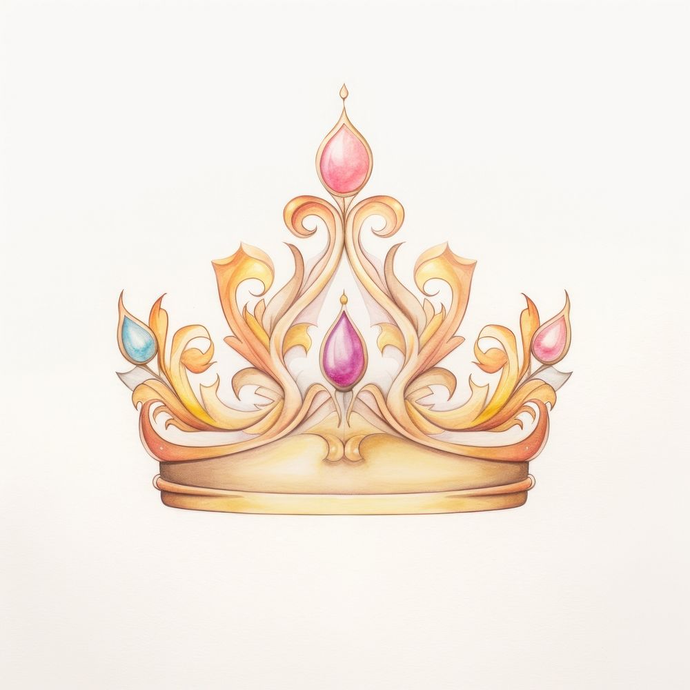 Crown drawing white background celebration. AI generated Image by rawpixel.