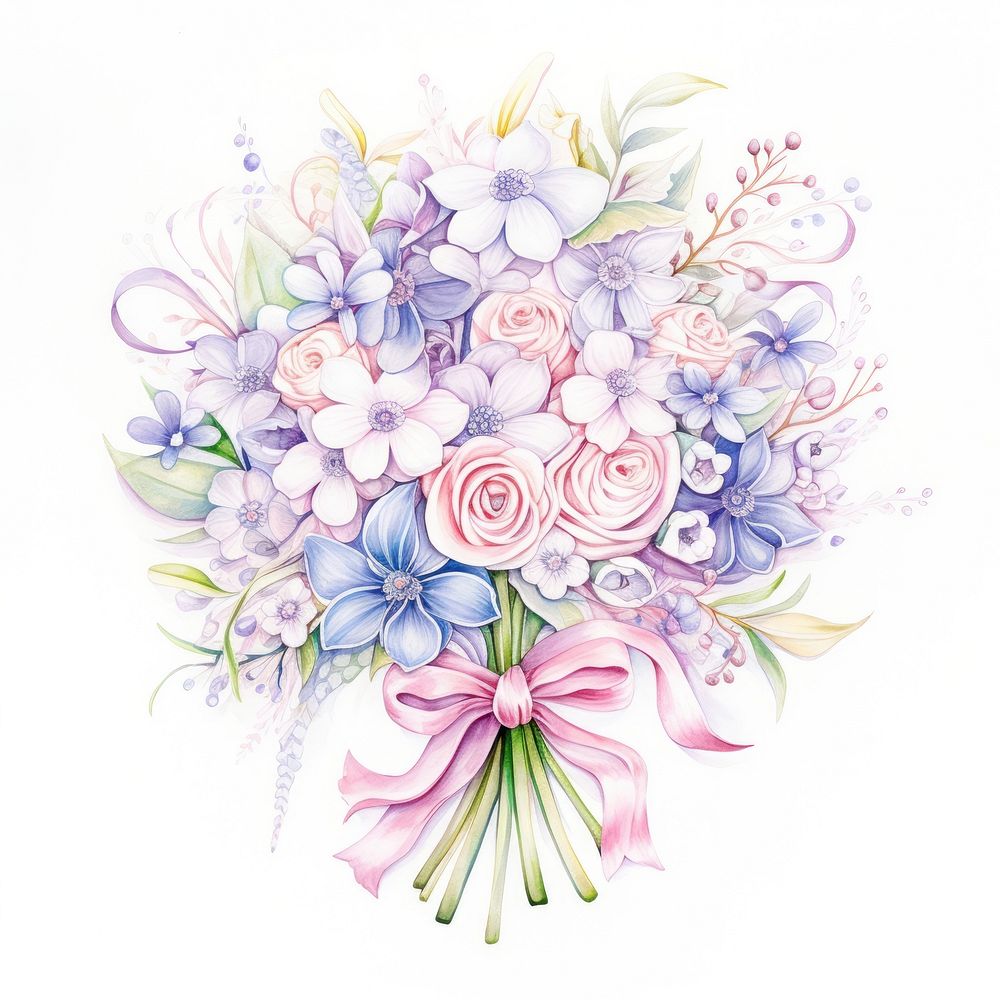 Flower bouquet drawing pattern sketch. AI generated Image by rawpixel.
