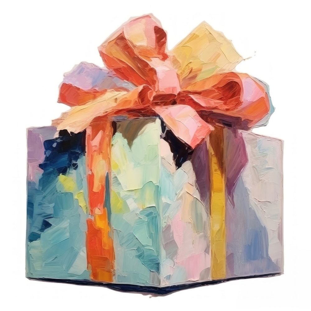 Gift box painting white background celebration. AI generated Image by rawpixel.