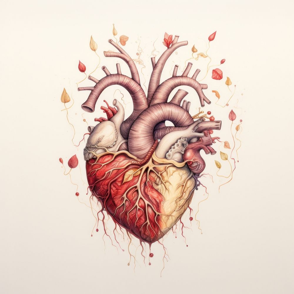 Heart drawing sketch illustrated. AI generated Image by rawpixel.