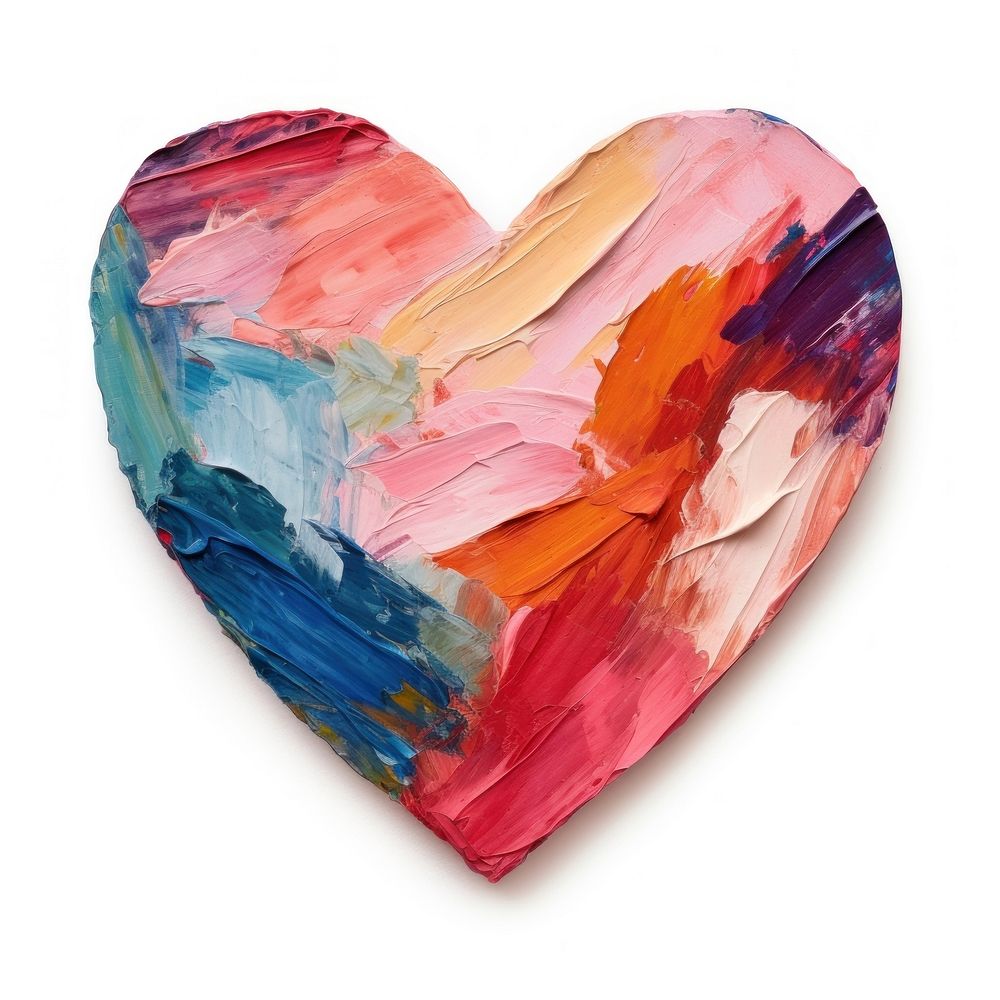 Heart painting white background vibrant color. AI generated Image by rawpixel.
