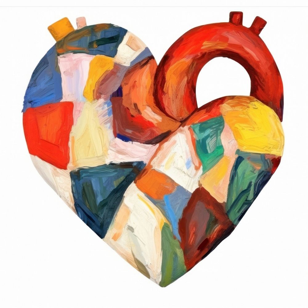 Heart painting shape white background. AI generated Image by rawpixel.