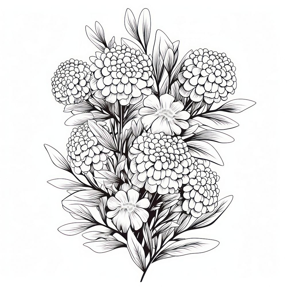 Flowers drawing sketch art. AI generated Image by rawpixel.