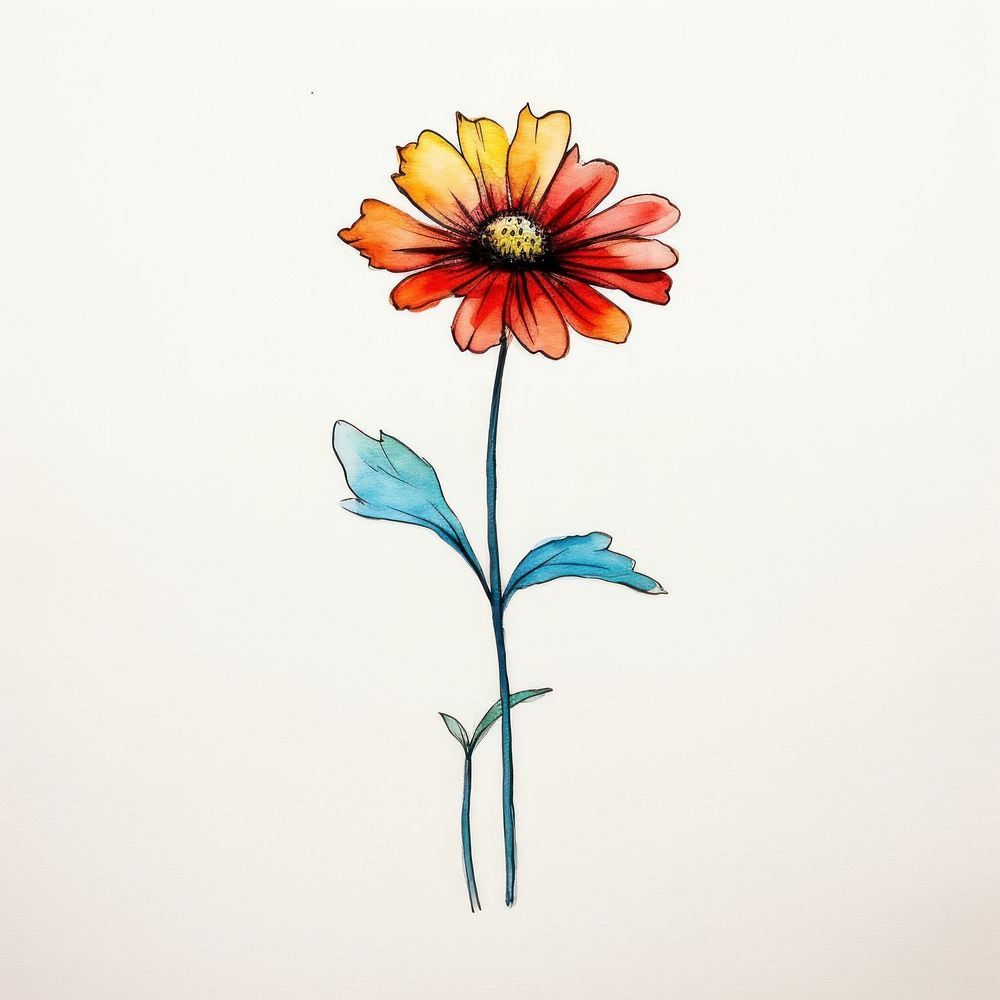 A flower drawing petal plant. AI generated Image by rawpixel.