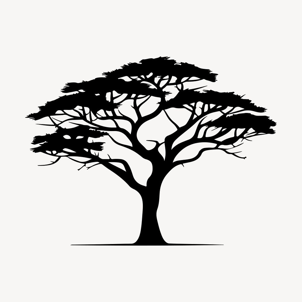 African tree silhouette plant art.