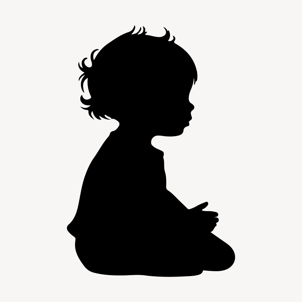 Baby silhouette white background contemplation.