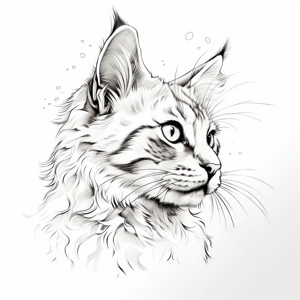 Cat drawing animal mammal. AI generated Image by rawpixel.