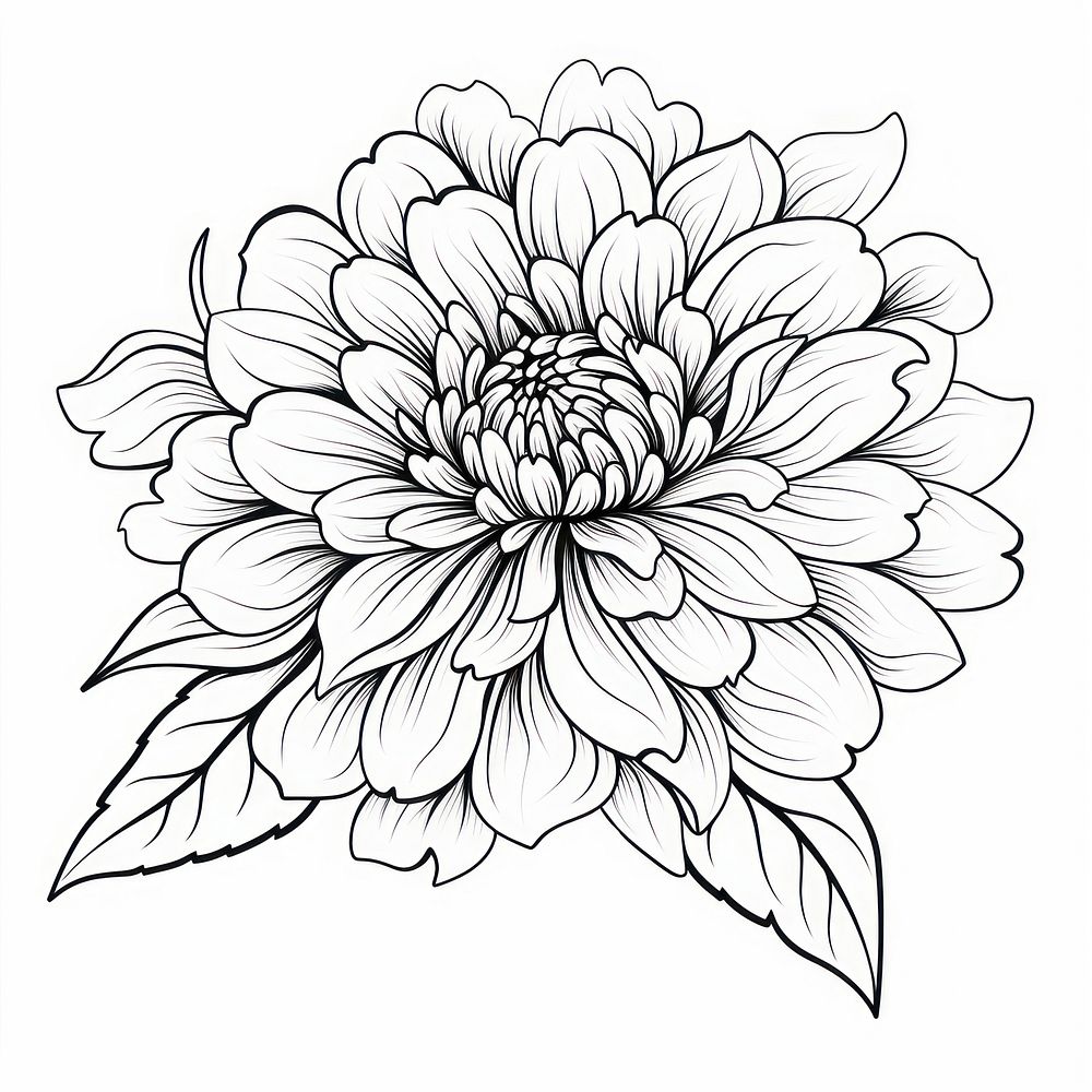 Flower drawing dahlia nature. 