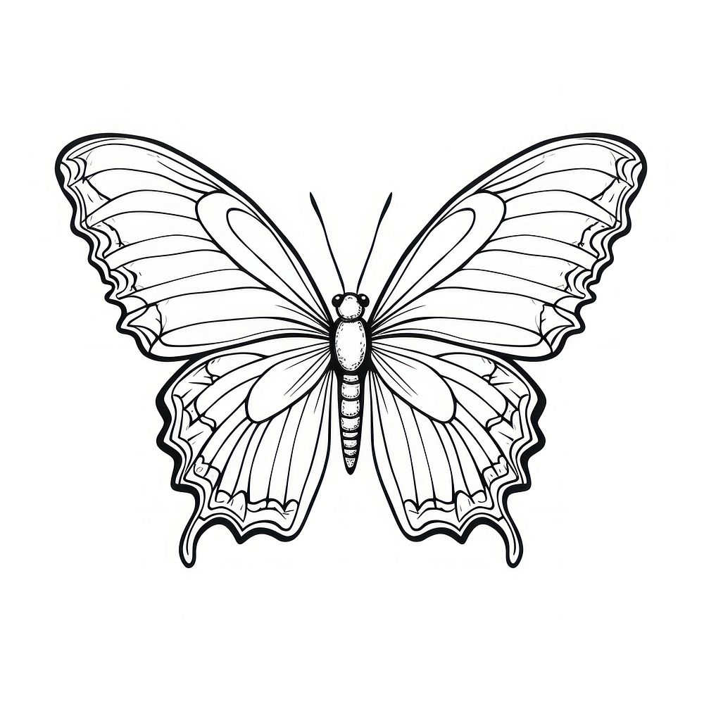 Butterfly sketch drawing white. AI generated Image by rawpixel.