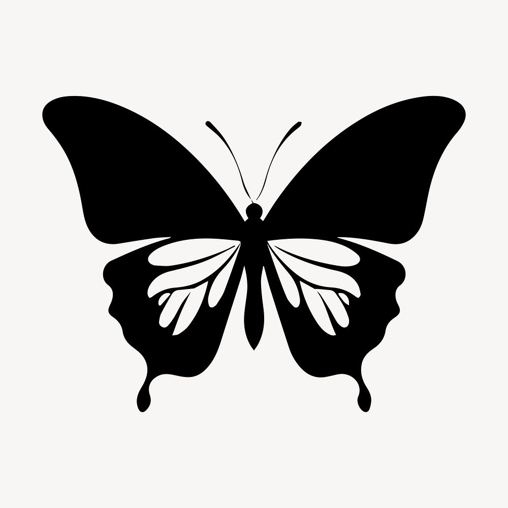Butterfly silhouette animal white.