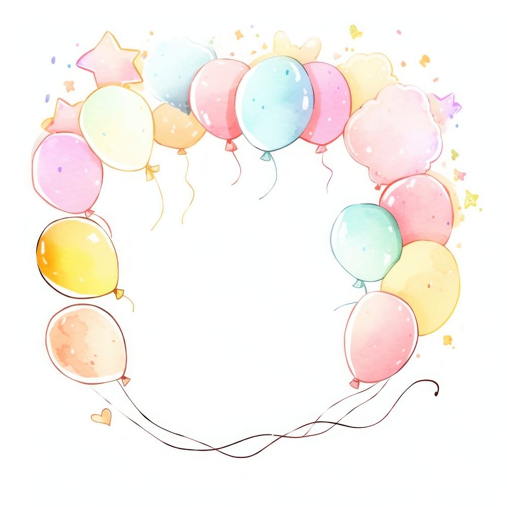 Balloons frame white background celebration anniversary. AI generated Image by rawpixel.