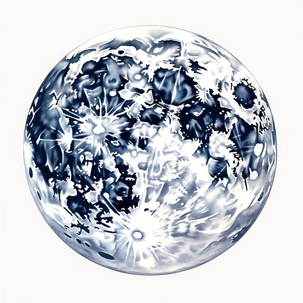 Full moon sphere shape white background. AI generated Image by rawpixel.