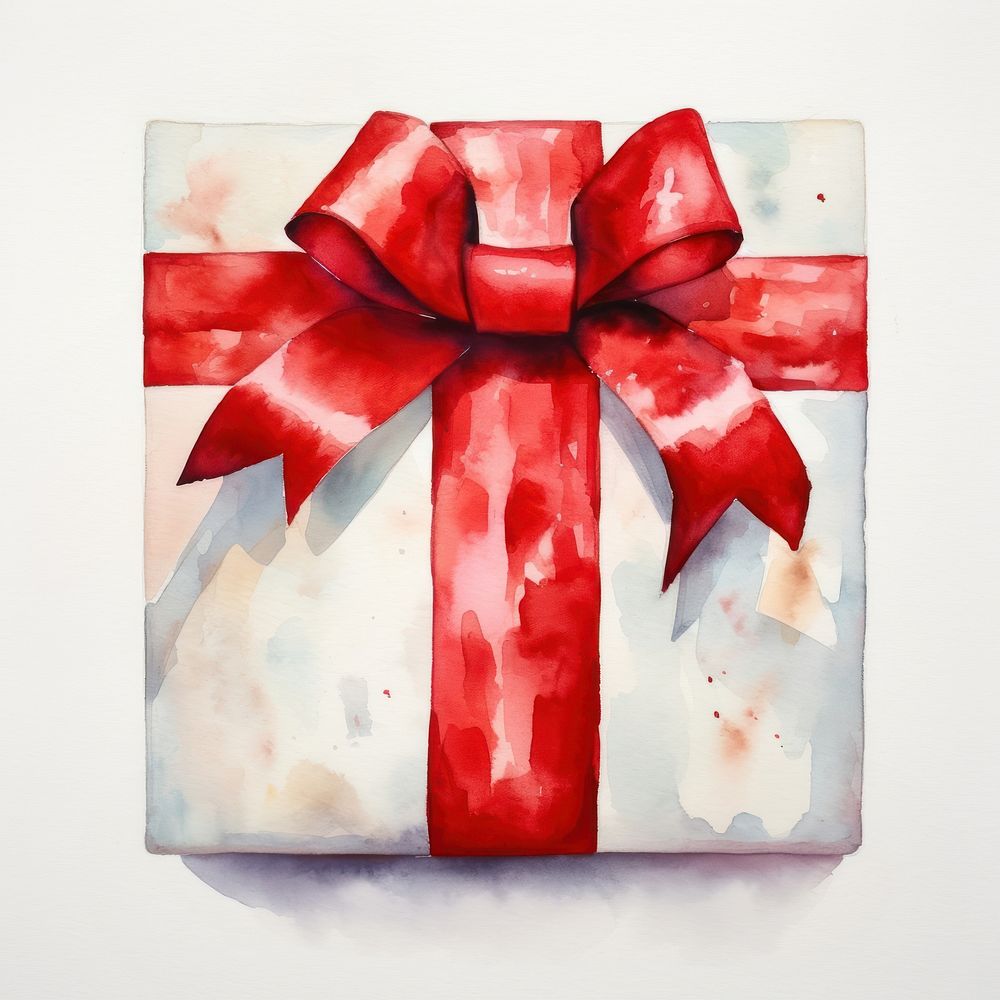 Gift red watercolor paint celebration. AI generated Image by rawpixel.