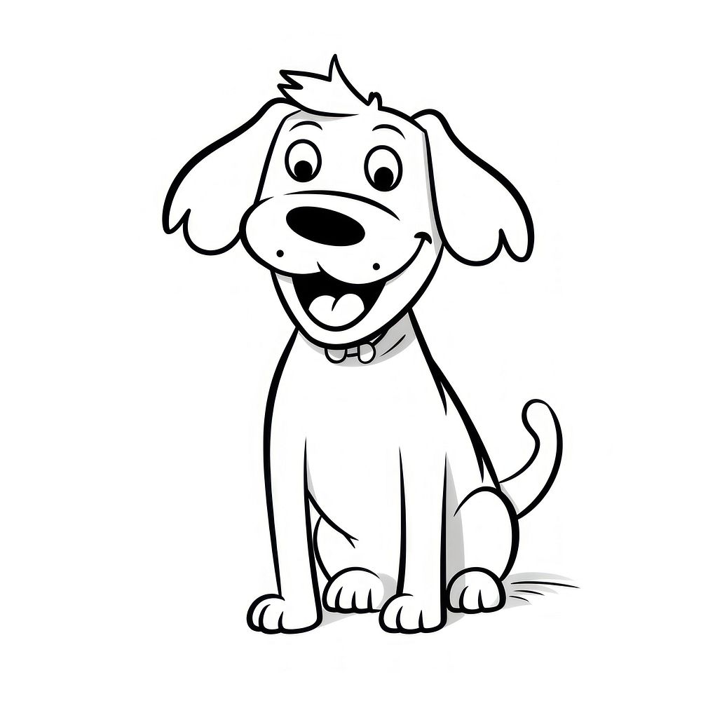 Happy dog sketch cartoon drawing. AI generated Image by rawpixel.