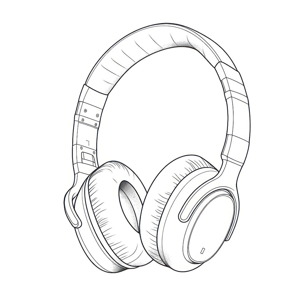 Headphones headset sketch white background. AI generated Image by rawpixel.