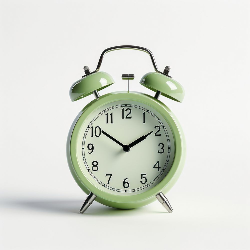 Alarm clock green white background furniture. AI generated Image by rawpixel.