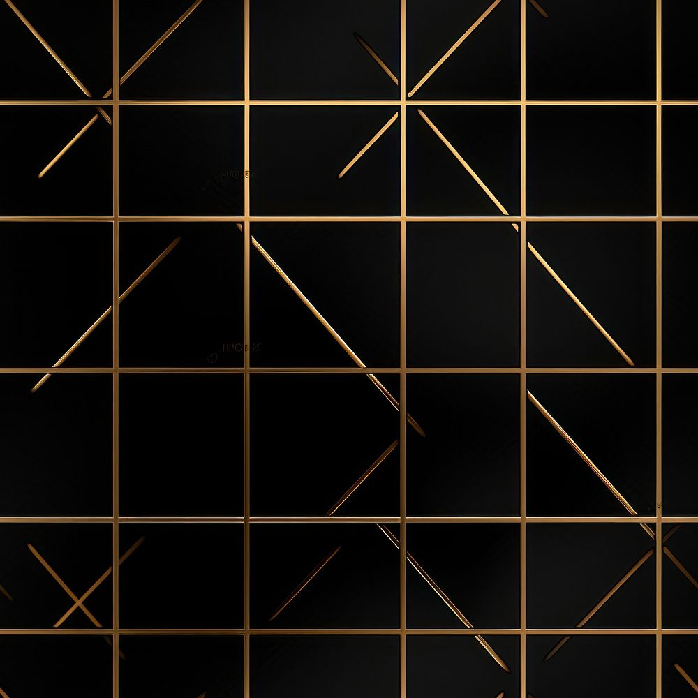 Black and gold grid pattern tile backgrounds repetition. 