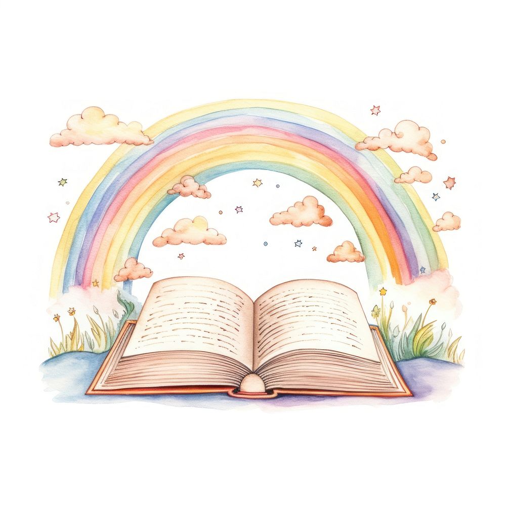 Book drawing publication rainbow. AI generated Image by rawpixel.