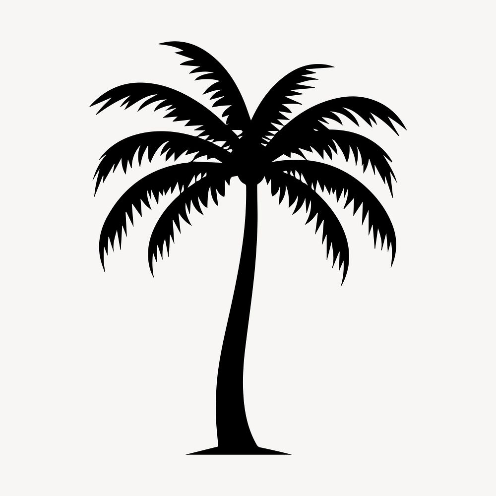 Palm tree silhouette plant white background.
