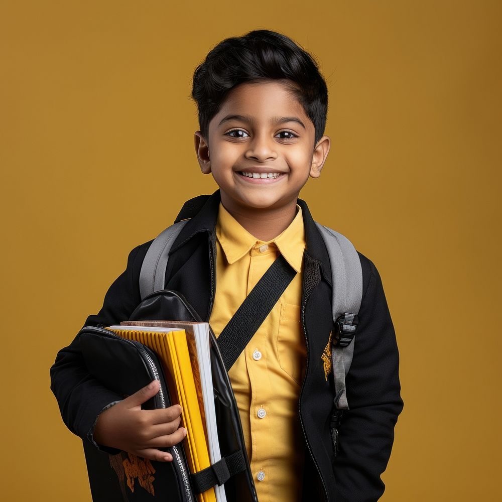 Young indian boy student portrait standing. 