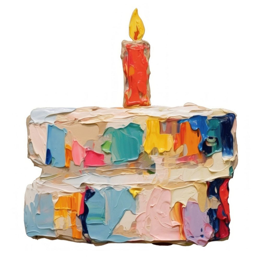 Birthday cake craft art white background. AI generated Image by rawpixel.