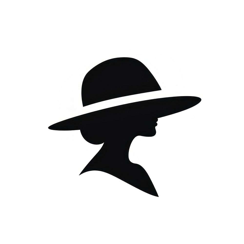 Woman hat line art silhouette black white. AI generated Image by rawpixel.