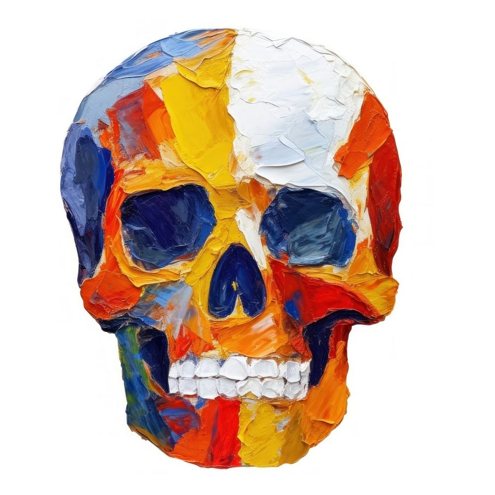 Skull painting art white background. AI generated Image by rawpixel.
