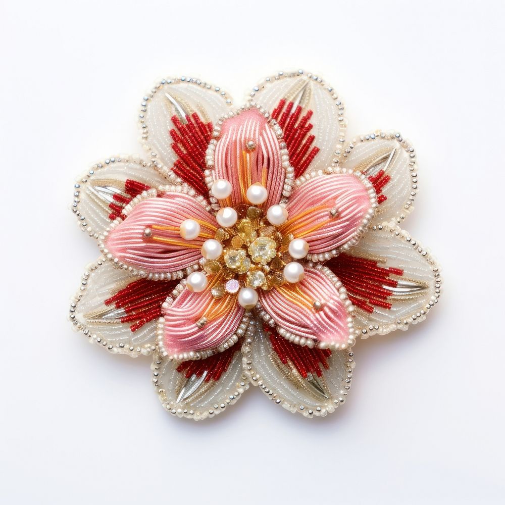 Brooch flower jewelry white background. AI generated Image by rawpixel.