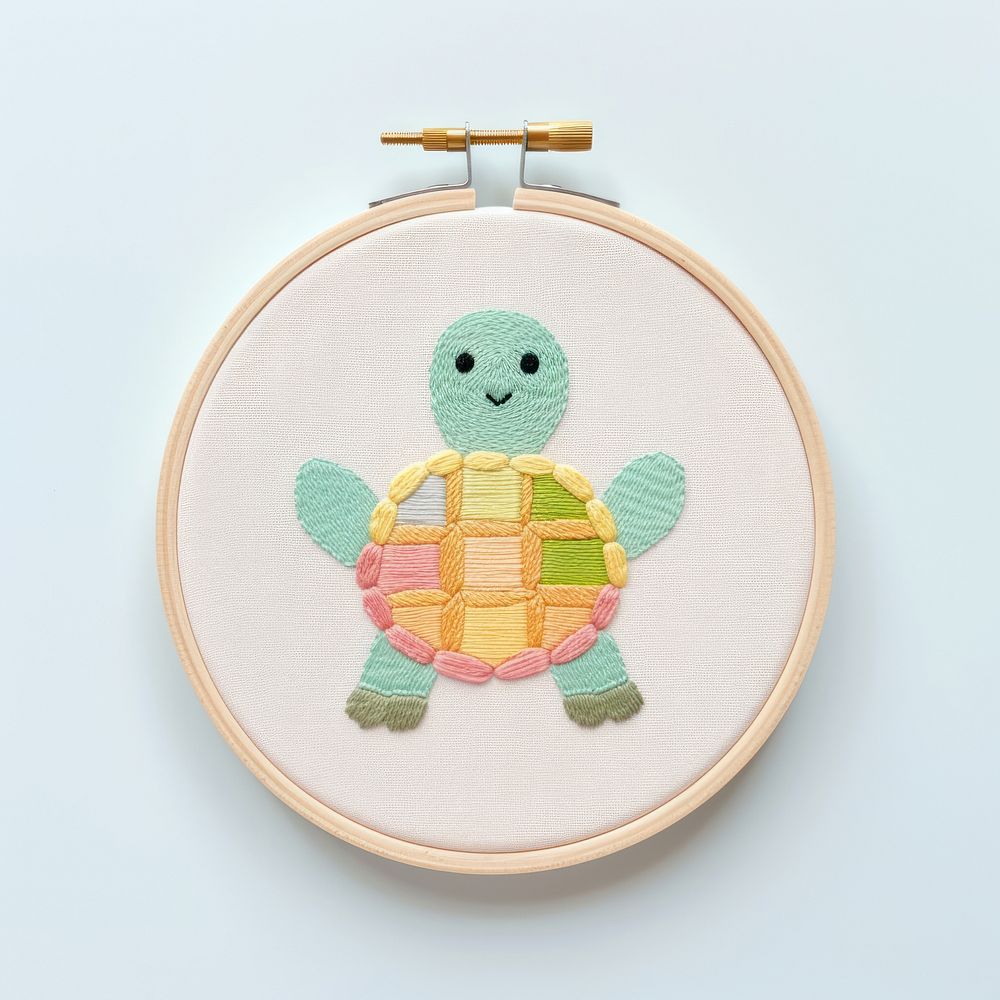 Turtle embroidery textile pattern. AI generated Image by rawpixel.